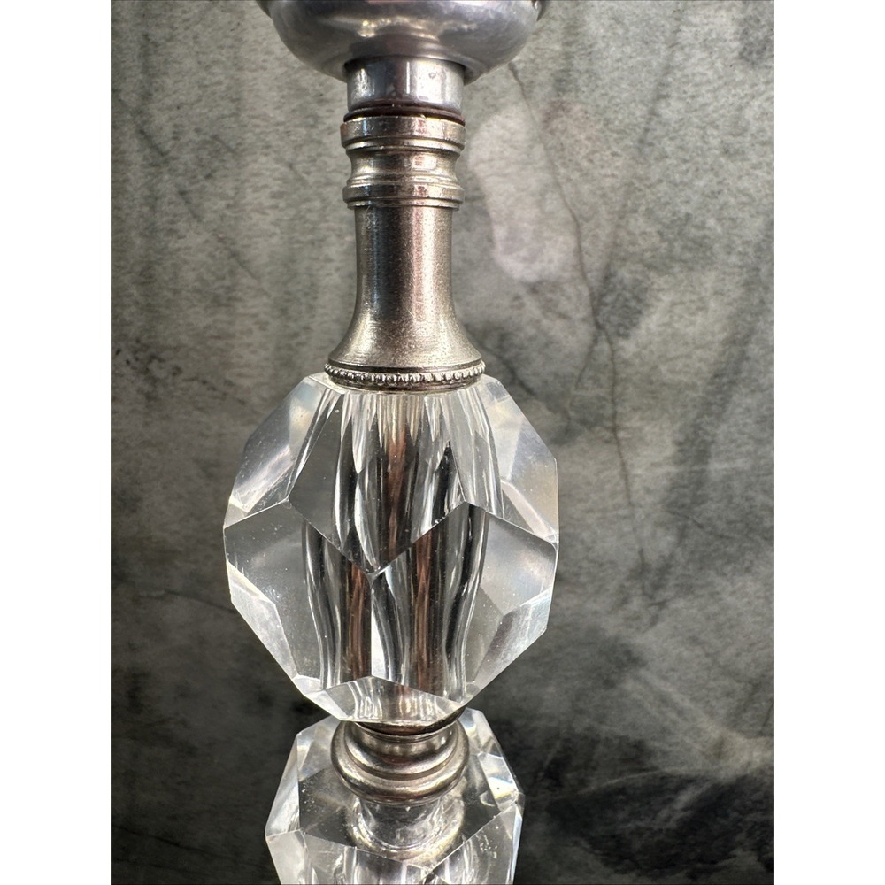 MCM 1950's Hollywood Regency Stacked‎ Leaded Crystal Boudoir Table Lamps Works - Picture 2 of 11